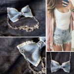 Verižica z jeans pentljico, upcycled, nenošeno