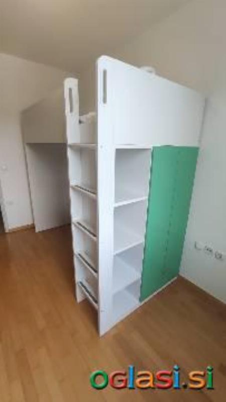 SMÅSTAD Ikea Etažna postelja, bela bledo turkizna, kot nova, 180 eur