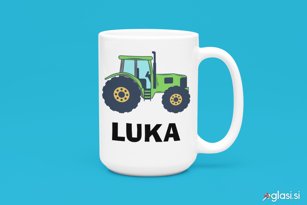 Skodelica z imenom otroka + traktor