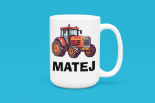 Skodelica z imenom otroka + traktor