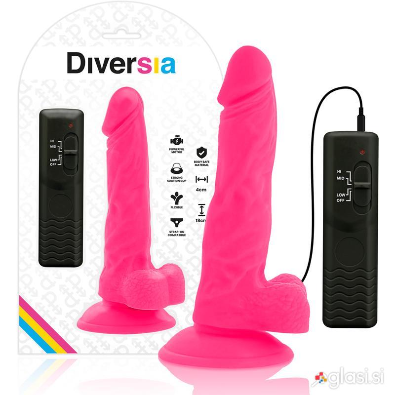 VIBRACIJSKI PENIS Diversia Flexible Pink (18 cm)