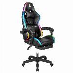 Nastavljiv oblazinjen LED RGB igralni računalniški stol z oporo za noge + daljin