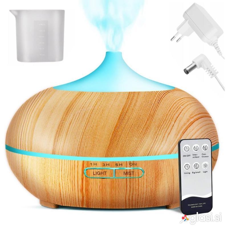 LED RGB vlažilec zraka difuzor 300ml izparjevalnik + daljinec svetlo rjav