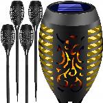 Set 4x solarnih vrtnih talnih LED svetilk z učinkom gorečega plemena