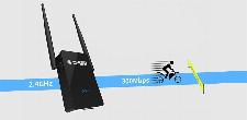 Brezžični WIFI repeater router ojačevalnik signala 300Mb/s WPS 2x 5dBi črn