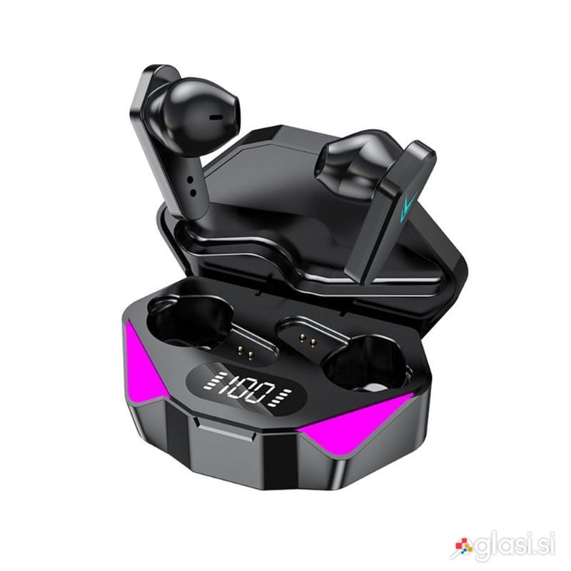 Bluetooth 5.0 igralne brezžične slušalke LED RGB in powerbank X15