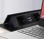 Električni vgradni razdelilec 2 vtičnice 230V 2x USB 1,9m za pulte in mize