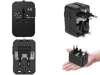 Potovalni adapter vtič EU all in one cel svet 2x USB polnilec 2.1A črn