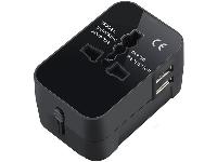 Potovalni adapter vtič EU all in one cel svet 2x USB polnilec 2.1A črn