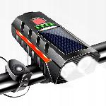 Set solarne aku. LED kolesarske svetilke in sirena 1200lm USB + zadnja luč