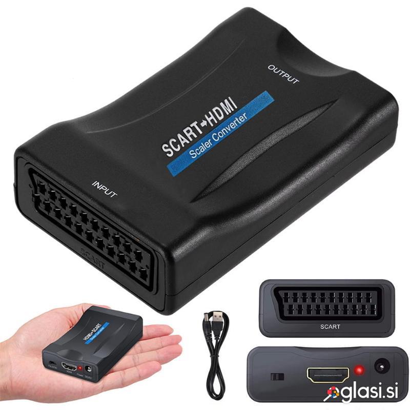 Adapter pretvornik SCART v HDMI AV euro FULL HD