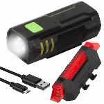 Set USB aku. vodoodporna svetilka + zadnja luč za kolo