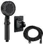 Tuš ročka EKO inox črna 5 funkcij + cev 150cm in nosilec