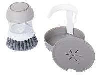 Krtača z dozirnikom mila za pranje posode + stojalo