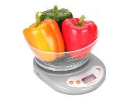 PVC LCD kuhinjska tehtnica s posodo 1g do 5kg bela