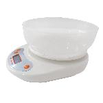 PVC LCD kuhinjska tehtnica s posodo 1g do 5kg bela