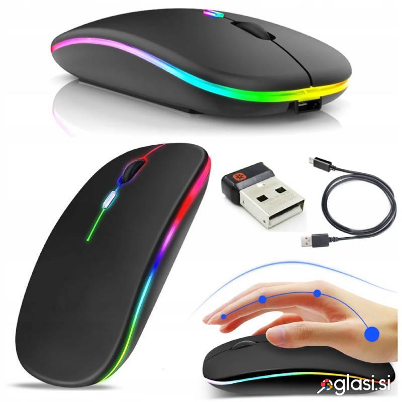 WIFI brezžična akumulatorska optična miška 1200 DPI LED RGB črna