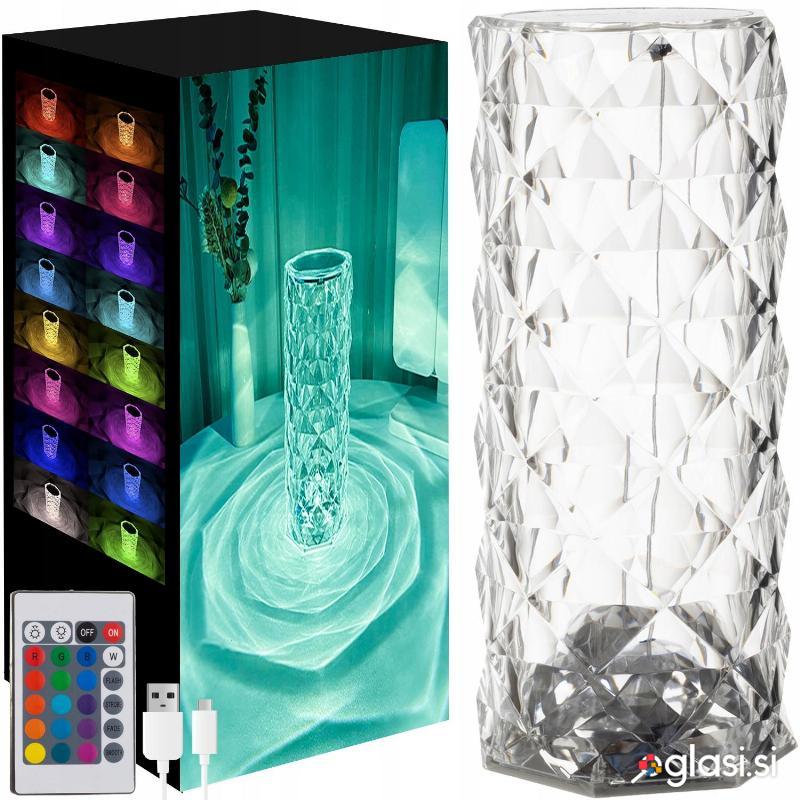 Akrilna aku. LED RGB kristalna vaza + daljinec