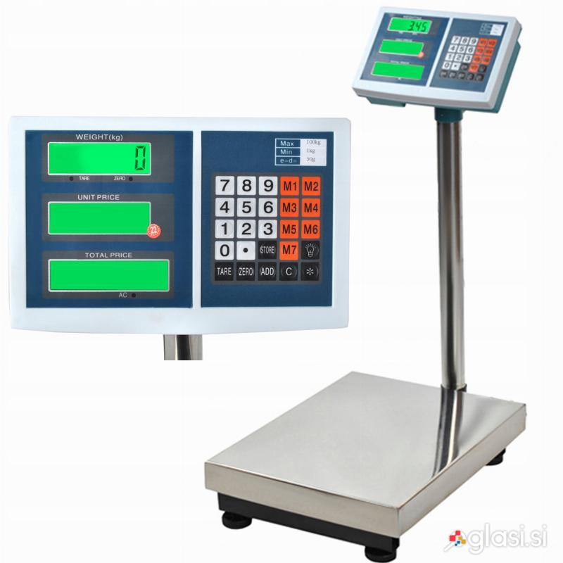 Aku. skladiščna inox digitalna elektronska tehtnica do 100kg LCD