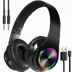Bluetooth 5.0 brezžične LED RGB igralne slušalke + mikrofon črne