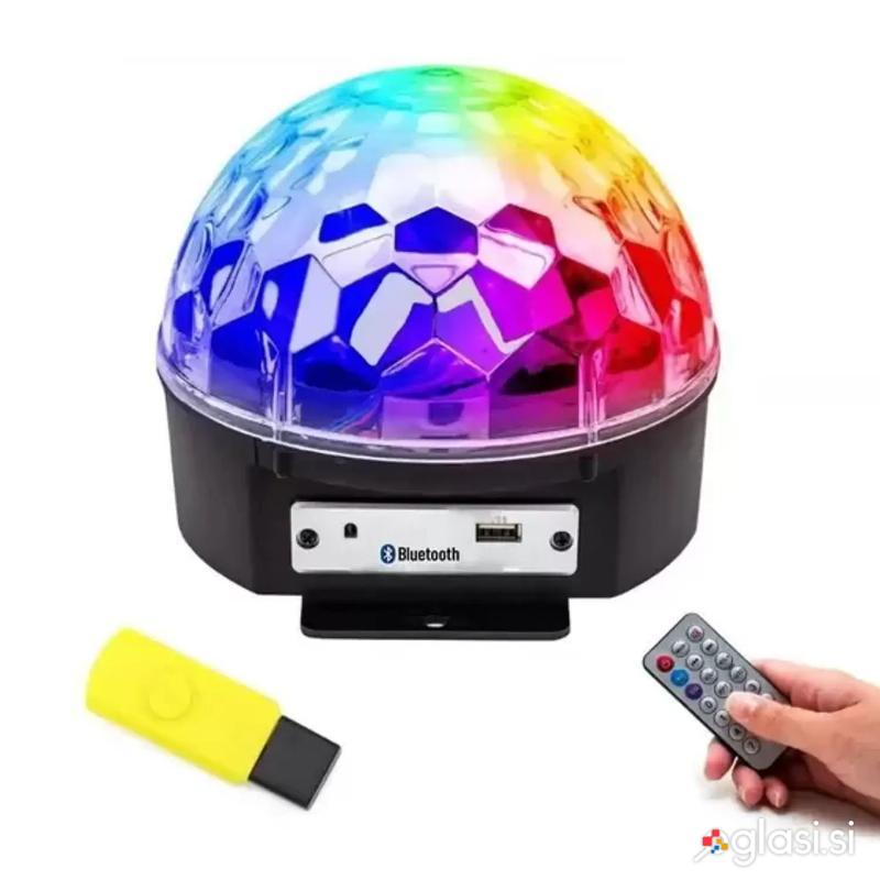 Disko LED RGB projektor in MP3 bluetooth predvajalnik + USB ključ in daljinec