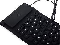 Tanka vodoodporna USB silikonska tipkovnica - zložljiva 35cm črna