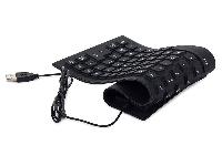 Tanka vodoodporna USB silikonska tipkovnica - zložljiva 35cm črna