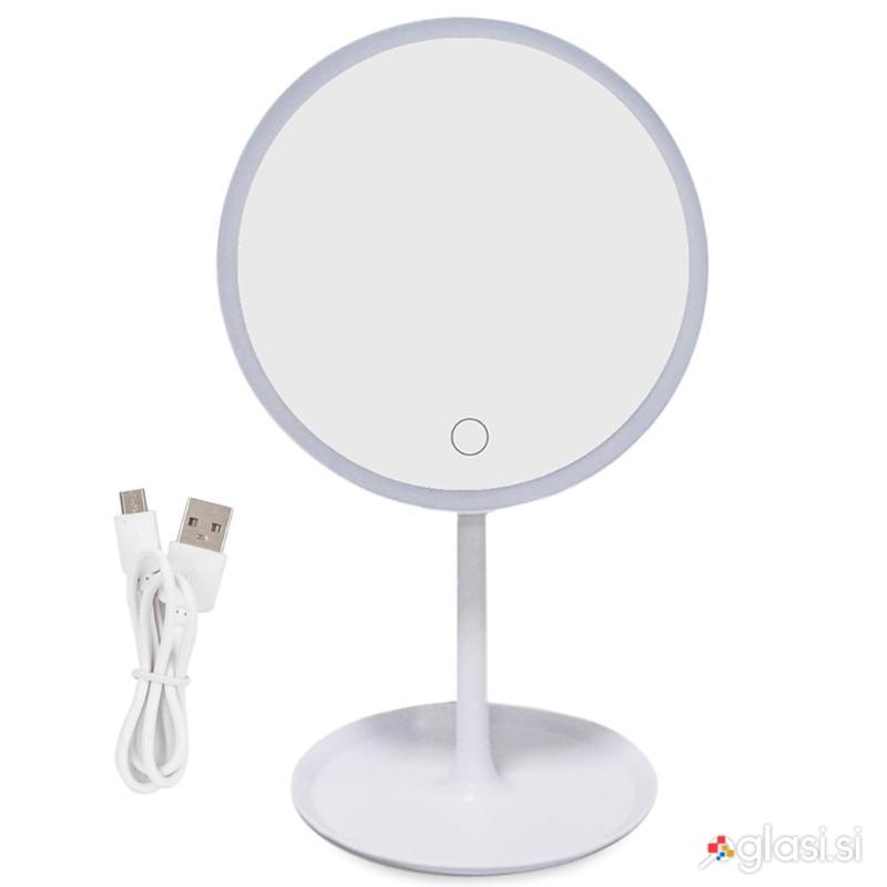 USB touch kozmetično ogledalo z LED osvetlitvijo na stojalu
