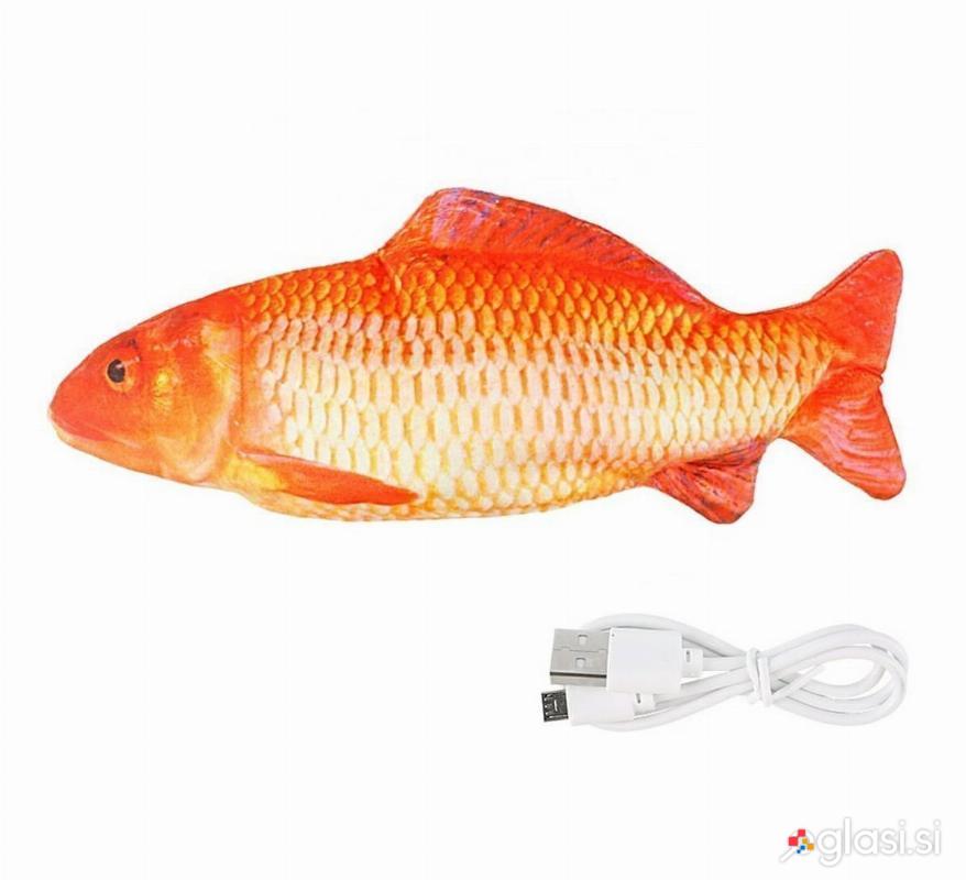 Akumulatorska interaktivna gibljiva riba za mačke USB 26cm 3