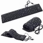 Tanka vodoodporna USB silikonska tipkovnica - zložljiva črna