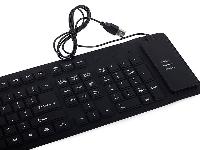 Tanka vodoodporna USB silikonska tipkovnica - zložljiva črna