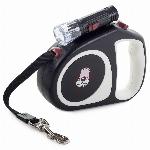 Avtomatski pasji povodec 5m 15kg + LED svetilka
