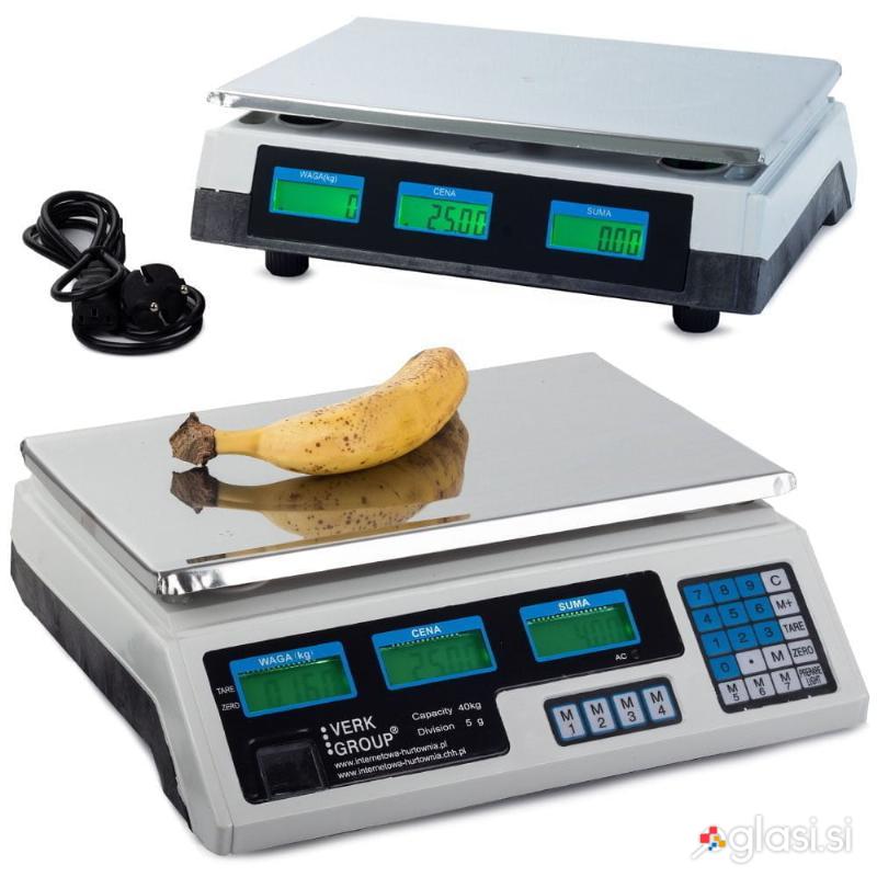 Digitalna inox elektronska tehtnica do 40kg dvostranski LCD bela