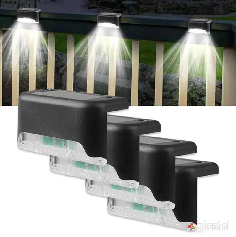 Set 4 solarnih ograjnih LED svetilk 200mAh hladno bele