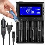 Univerzalni 12-220V LCD polnilnik za 4 polnilne baterije Li-ion IMR LiFePO4
