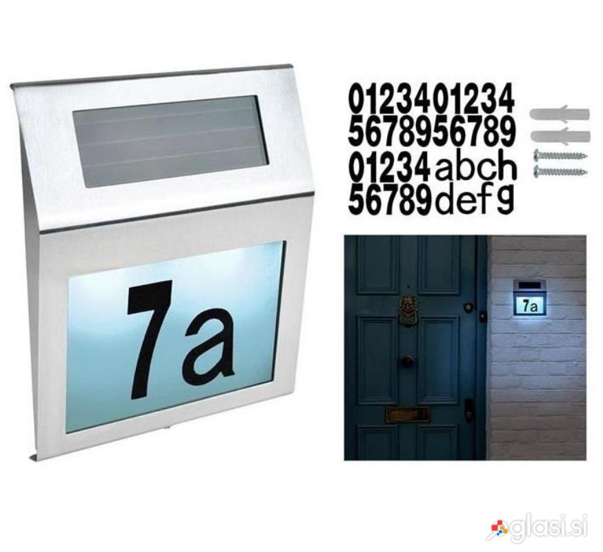 Inox solarna hišna številka 20cm