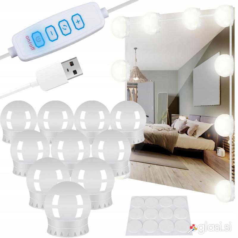 10 LED svetilk za ogledalo USB
