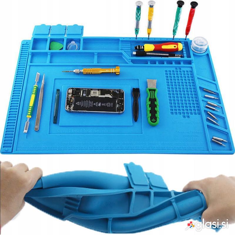 Servisna antistatična silikonska spajkalna podloga 45x30cm in organizator