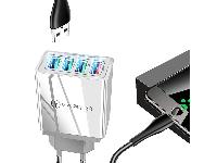 4x USB 3.0 hitri polnilec 220V z LED 3.1A siv
