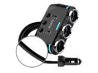 12-24V trojna avto vtičnica razdelilec in 2x USB polnilec 2.1A LED
