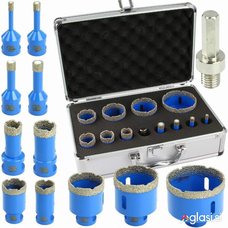 Set 11 diamantnih kronskih žag M14 za keramiko in kamen 6-68mm