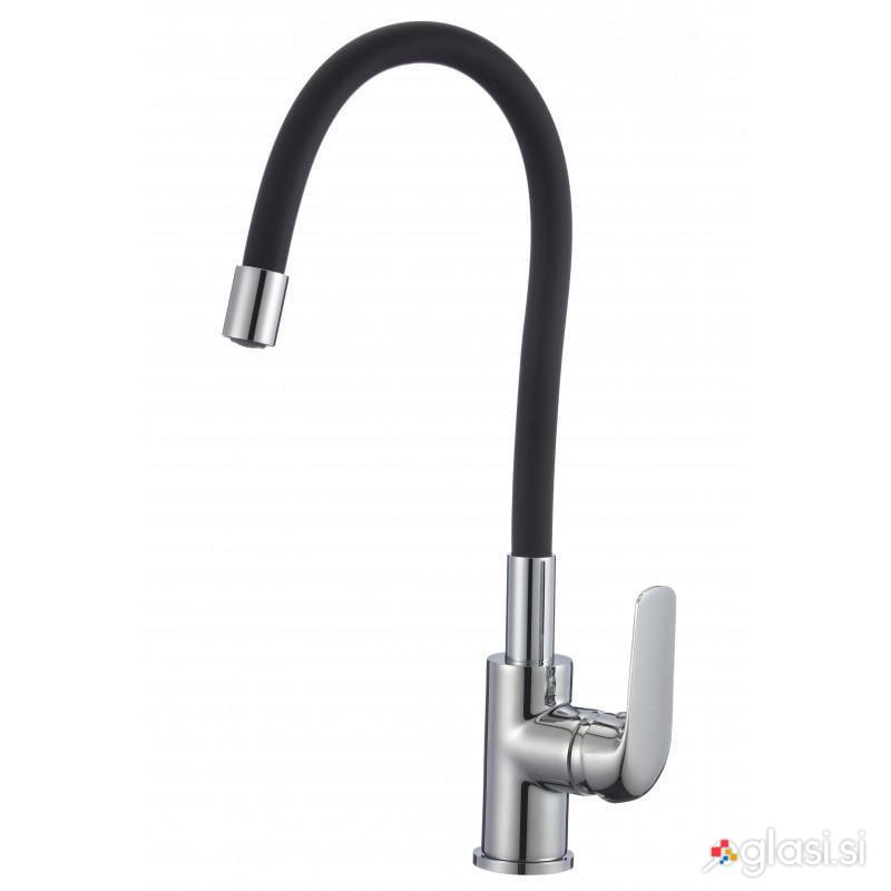 Enoročna armatura kuhinjska z gibljivo cevjo - krom