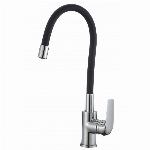 Enoročna armatura kuhinjska z gibljivo cevjo - krom