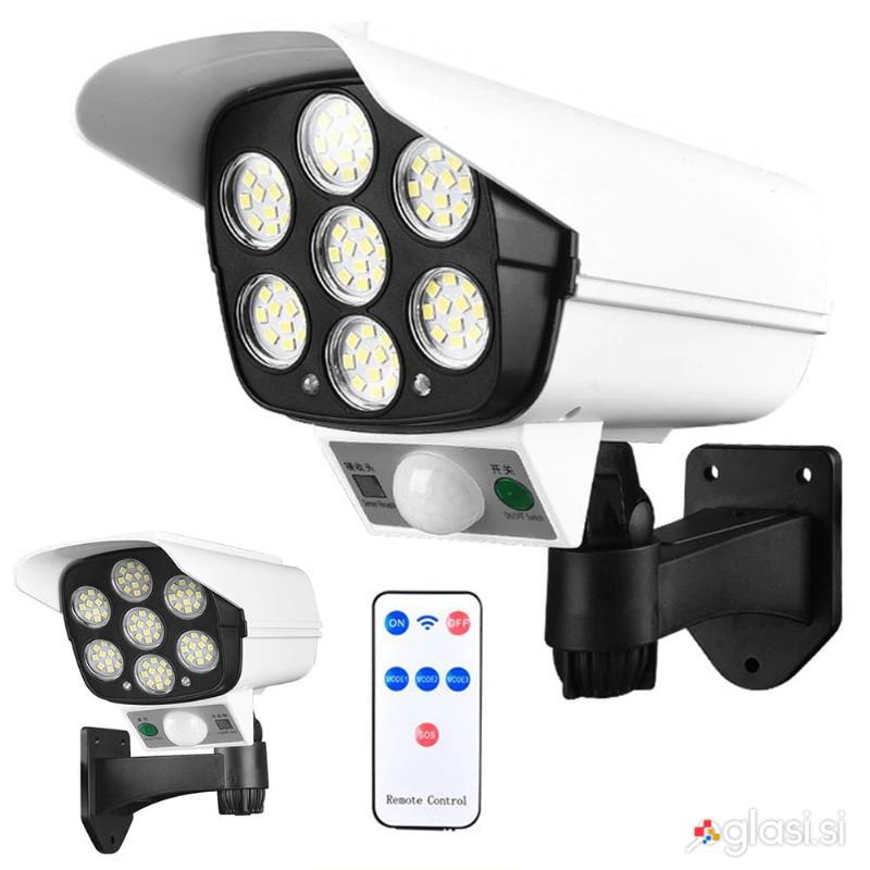 Solarna lažna kamera bela z SMD LED svetilko + senzor gibanja in upravljalec