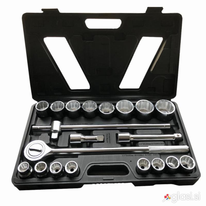 Komplet račne 20 delni set 3/4" - 12 kotne vtičnice 19-50mm