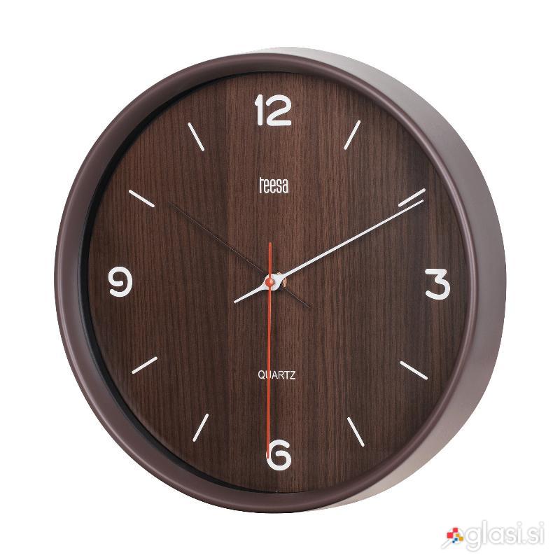 Analogna stenska ura 30cm temno rjava