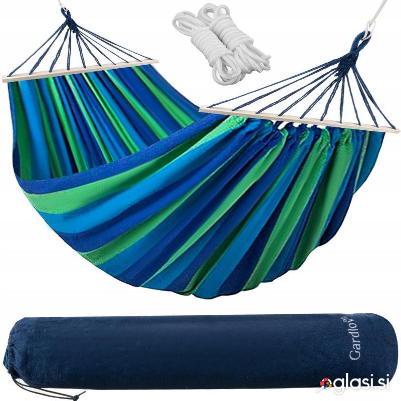 Vrtna viseča mreža za dve osebi 180x160cm do 150kg rainbow modra