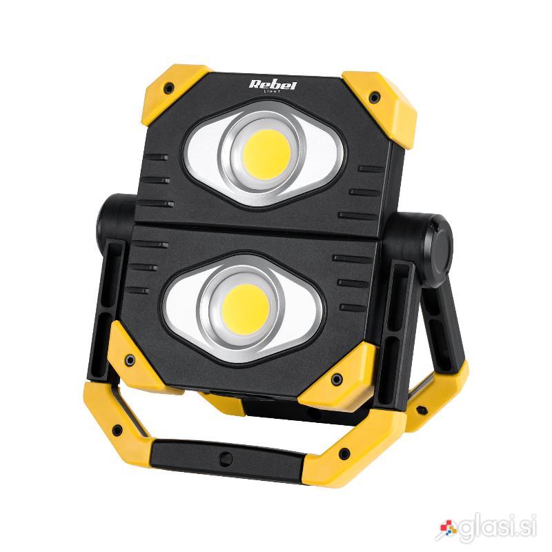 Prenosni aku. gradbeni dvojni reflektor LED COB 19W USB powerbank