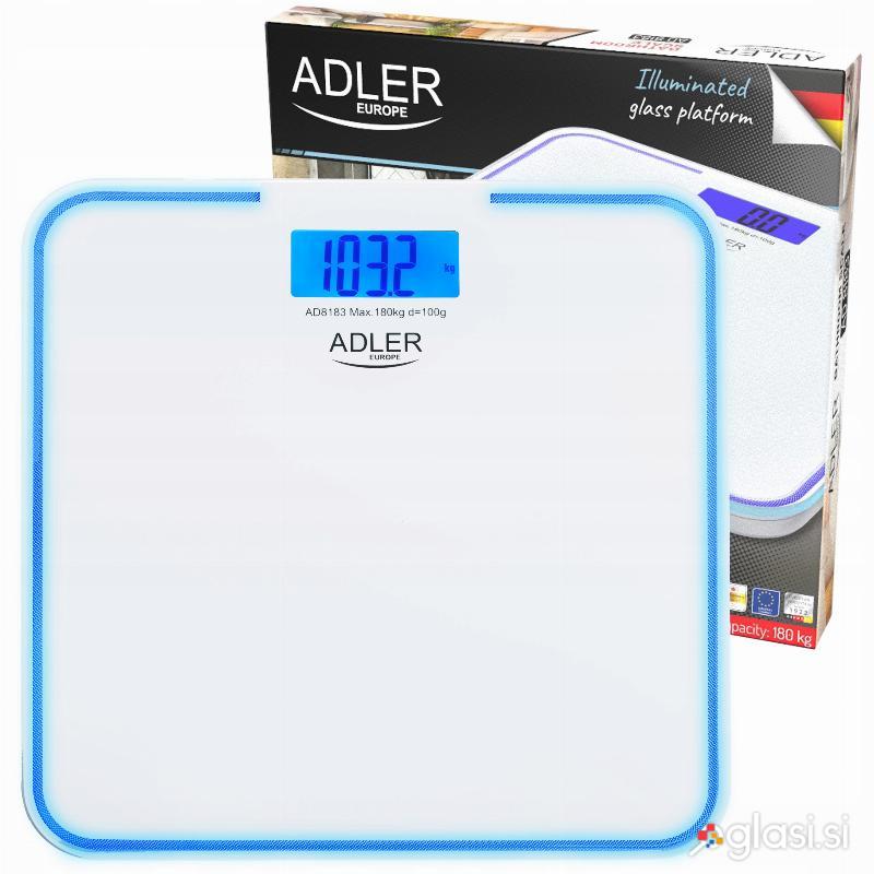 LED osebna elektronska osvetljena LCD steklena tehtnica do 180kg