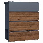 Stenski poštni nabiralnik z režo za časopis antracit + les mehko zapiranje V63